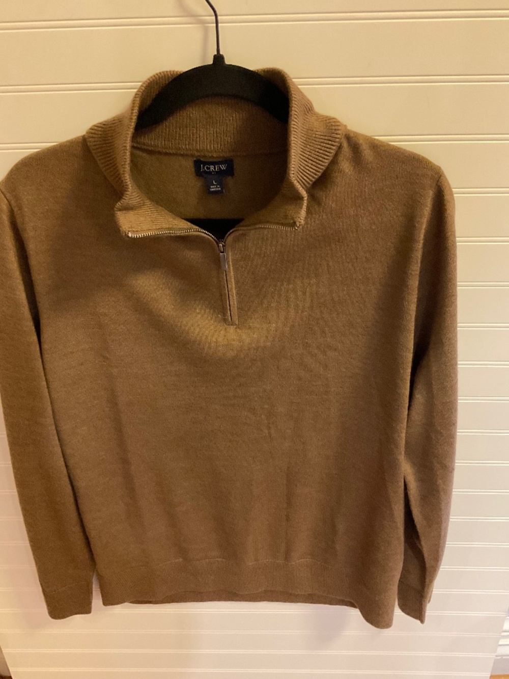 J. Crew Mens Large Brown Quarter Zip Sweater Mock Neck Pullover Classic